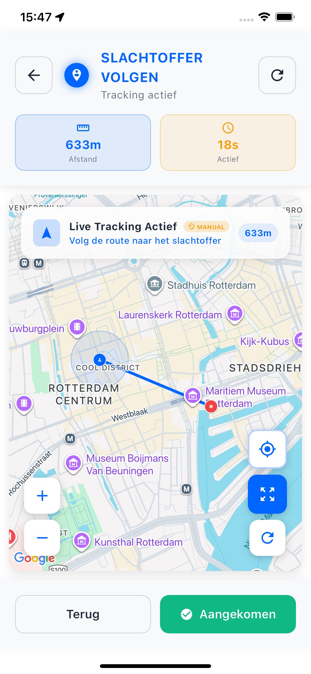 StreetSafe app screenshot 3: locatiedeling en veiligheidsmeldingen